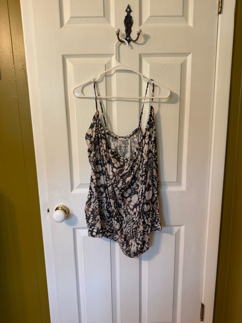 Free People Black and Beige Printed Cowl Neck Camisole